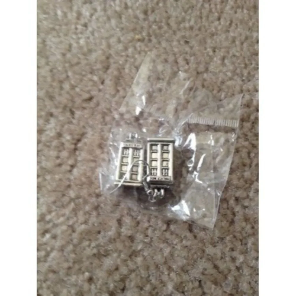 Ancient Tardis Doctor Who Police Box Earrings Silver